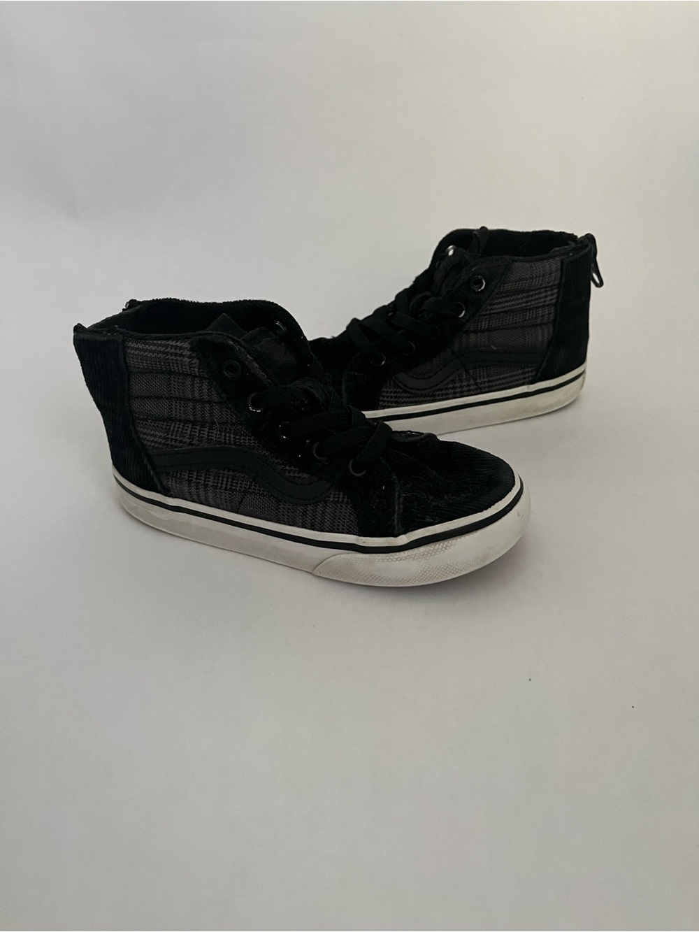 Vans Sk8hi Pop Check Black High-Top Kids Sneakers size 8